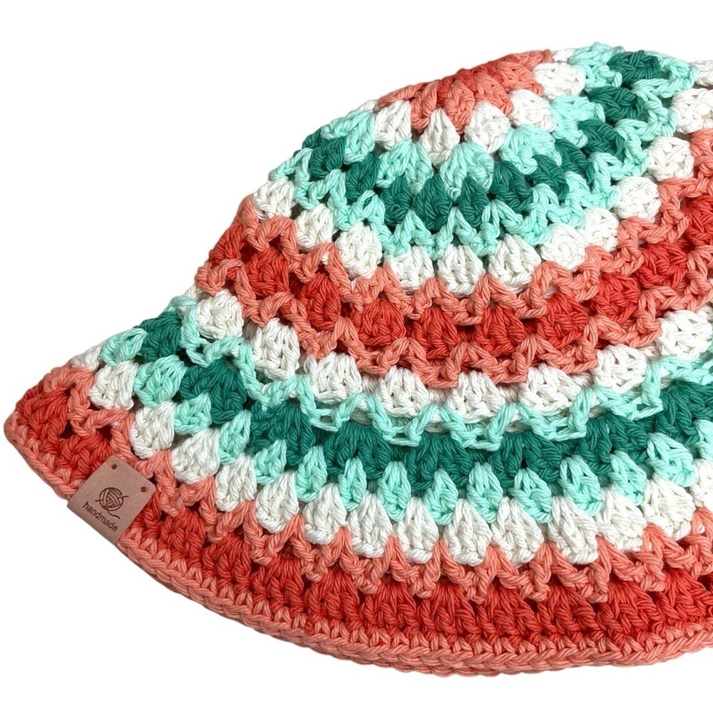 The Kelp Crochet Bucket Sun Hat Cotton Yarn Handcrafted Handmade by Seller - Picture 3 of 14